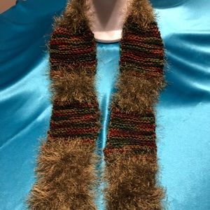 Green fun fur and soft multi colored yarn.